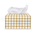 Yellow And Beige Tattersall Print Leather Tissue Box Cover