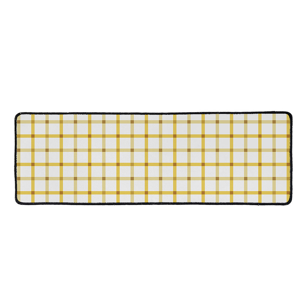 Yellow And Beige Tattersall Print Long Kitchen Mat