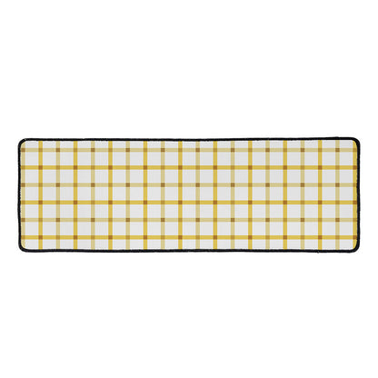 Yellow And Beige Tattersall Print Long Kitchen Mat