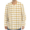 Yellow And Beige Tattersall Print Long Sleeve Baseball Jersey