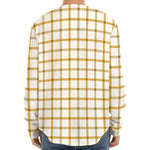 Yellow And Beige Tattersall Print Long Sleeve Baseball Jersey