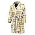 Yellow And Beige Tattersall Print Men's Bathrobe