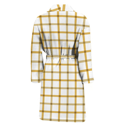 Yellow And Beige Tattersall Print Men's Bathrobe