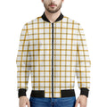 Yellow And Beige Tattersall Print Men's Bomber Jacket