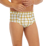 Yellow And Beige Tattersall Print Men's Briefs