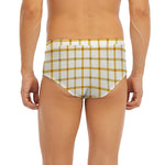 Yellow And Beige Tattersall Print Men's Briefs