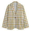 Yellow And Beige Tattersall Print Men's Cotton Blazer