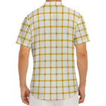 Yellow And Beige Tattersall Print Men's Deep V-Neck Shirt