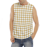 Yellow And Beige Tattersall Print Men's Fitness Tank Top