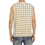 Yellow And Beige Tattersall Print Men's Fitness Tank Top
