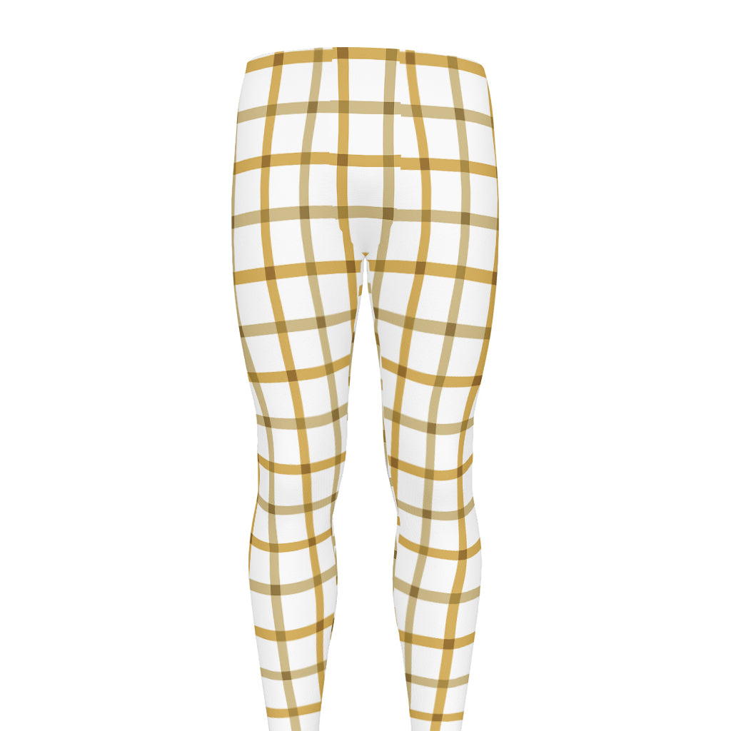 Yellow And Beige Tattersall Print Men's leggings