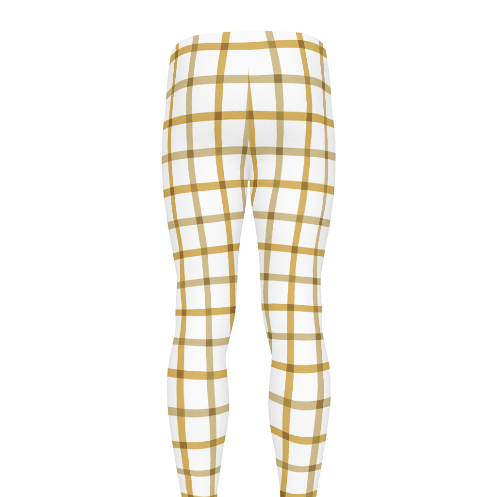 Yellow And Beige Tattersall Print Men's leggings