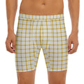 Yellow And Beige Tattersall Print Men's Long Boxer Briefs