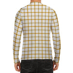 Yellow And Beige Tattersall Print Men's Long Sleeve Rash Guard