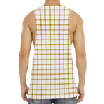 Yellow And Beige Tattersall Print Men's Muscle Tank Top