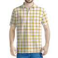 Yellow And Beige Tattersall Print Men's Polo Shirt