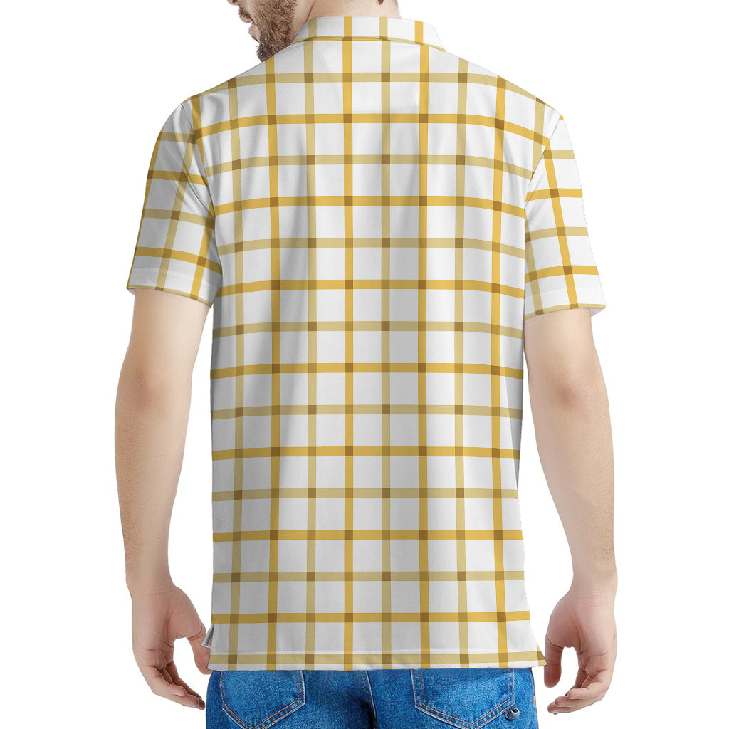 Yellow And Beige Tattersall Print Men's Polo Shirt