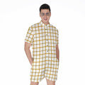 Yellow And Beige Tattersall Print Men's Romper