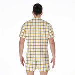 Yellow And Beige Tattersall Print Men's Rompers