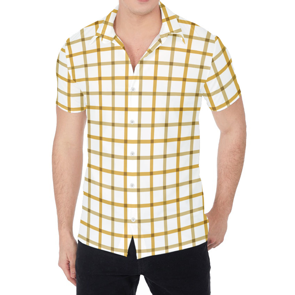Yellow And Beige Tattersall Print Men's Shirt