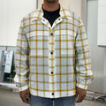 Yellow And Beige Tattersall Print Men's Shirt Jacket