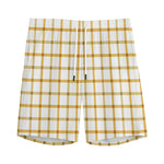Yellow And Beige Tattersall Print Men's Sports Shorts
