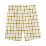 Yellow And Beige Tattersall Print Men's Sports Shorts