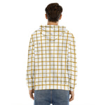 Yellow And Beige Tattersall Print Men's Velvet Pullover Hoodie