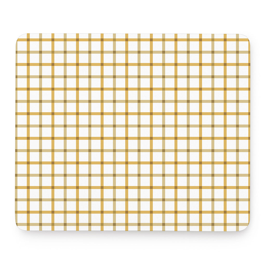 Yellow And Beige Tattersall Print Mouse Pad