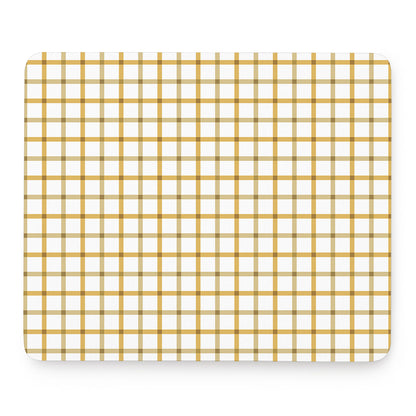 Yellow And Beige Tattersall Print Mouse Pad