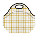 Yellow And Beige Tattersall Print Neoprene Lunch Bag