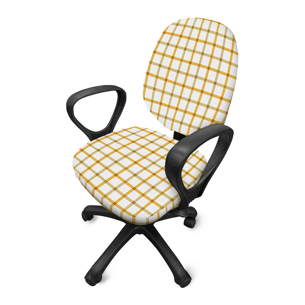 Yellow And Beige Tattersall Print Office Chair Cover