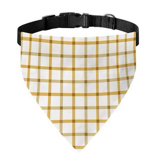 Yellow And Beige Tattersall Print Over The Collar Dog Bandana