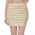 Yellow And Beige Tattersall Print Pencil Mini Skirt