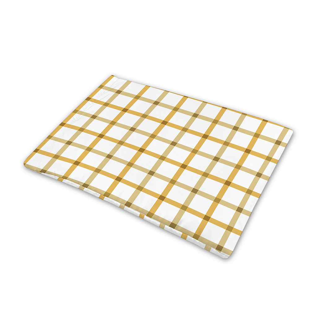 Yellow And Beige Tattersall Print Pet Cooling Mat Cover
