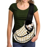 Yellow And Beige Tattersall Print Pet Sling Carrier