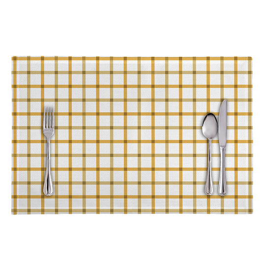 Yellow And Beige Tattersall Print Placemat