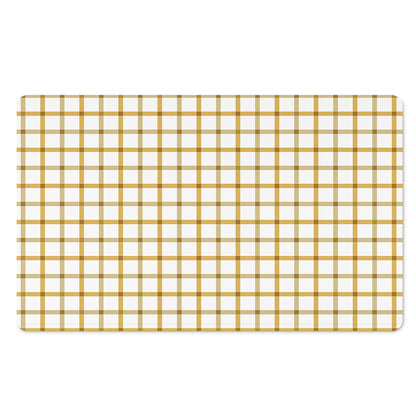 Yellow And Beige Tattersall Print Polyester Doormat