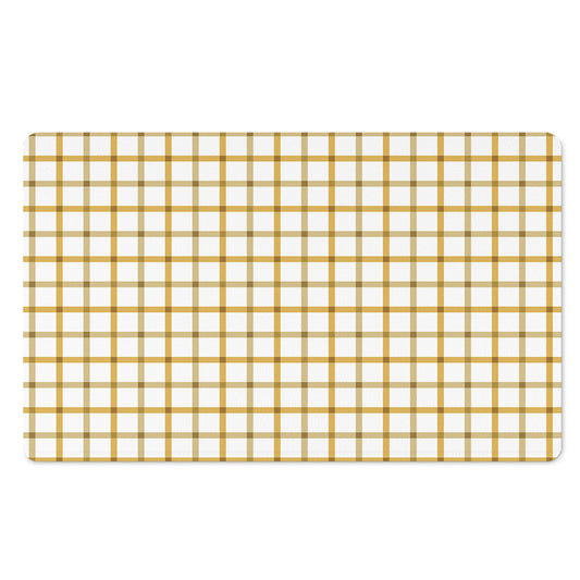 Yellow And Beige Tattersall Print Polyester Doormat
