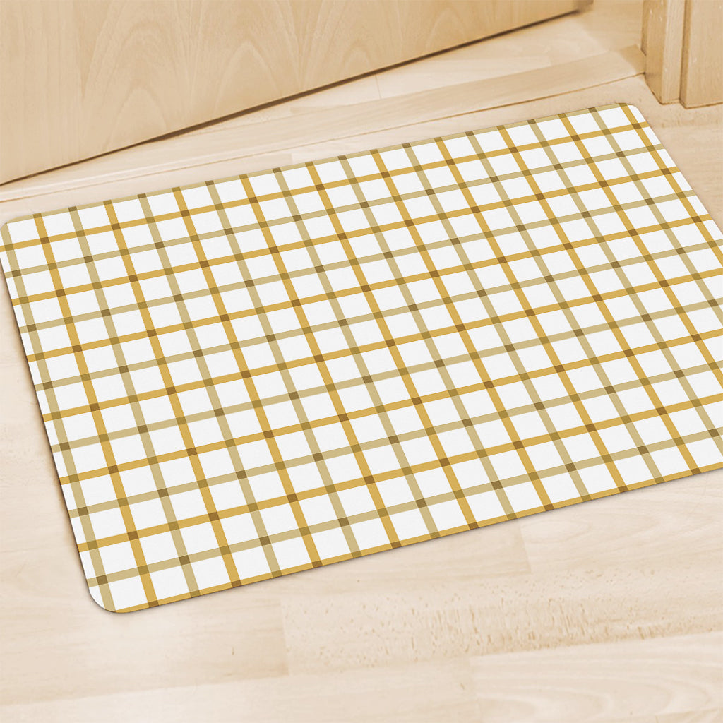 Yellow And Beige Tattersall Print Polyester Doormat