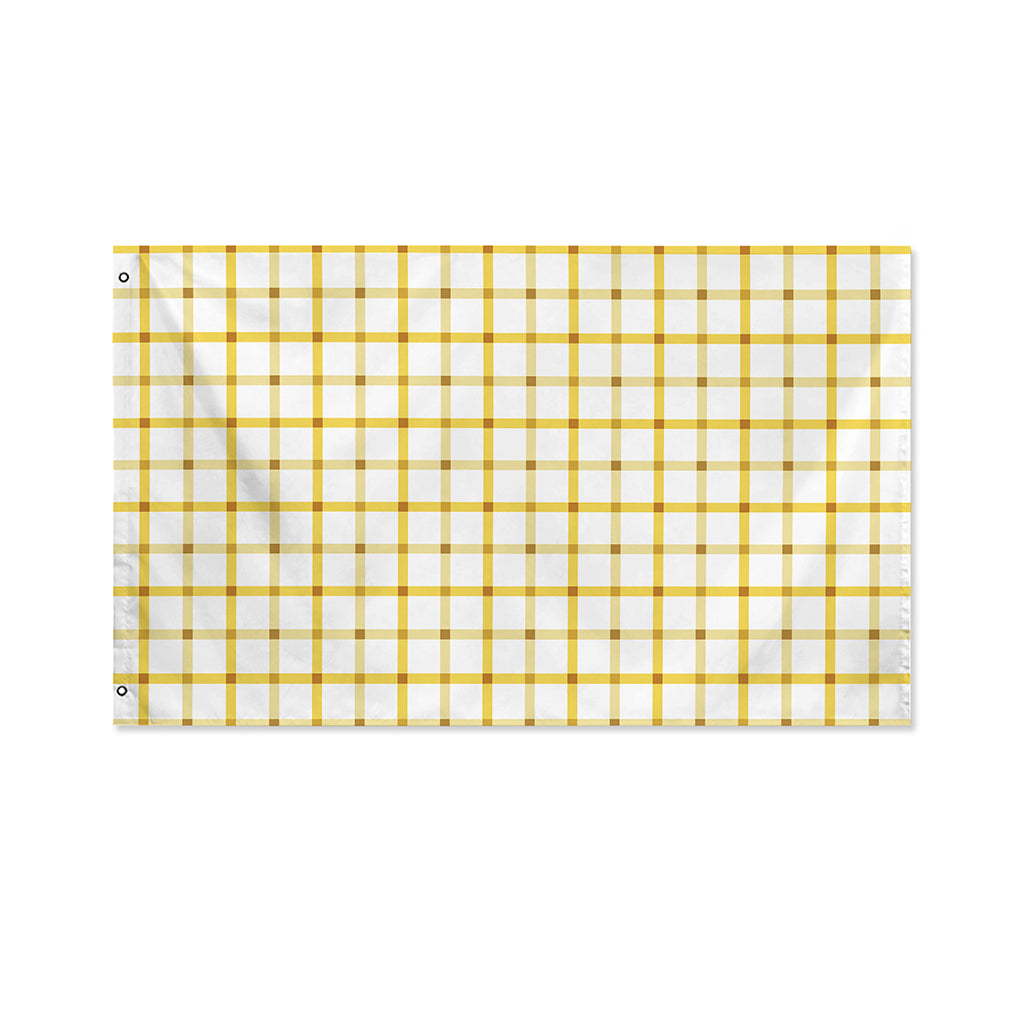 Yellow And Beige Tattersall Print Polyester Flag