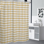 Yellow And Beige Tattersall Print Premium Shower Curtain