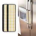 Yellow And Beige Tattersall Print Refrigerator Handle Covers