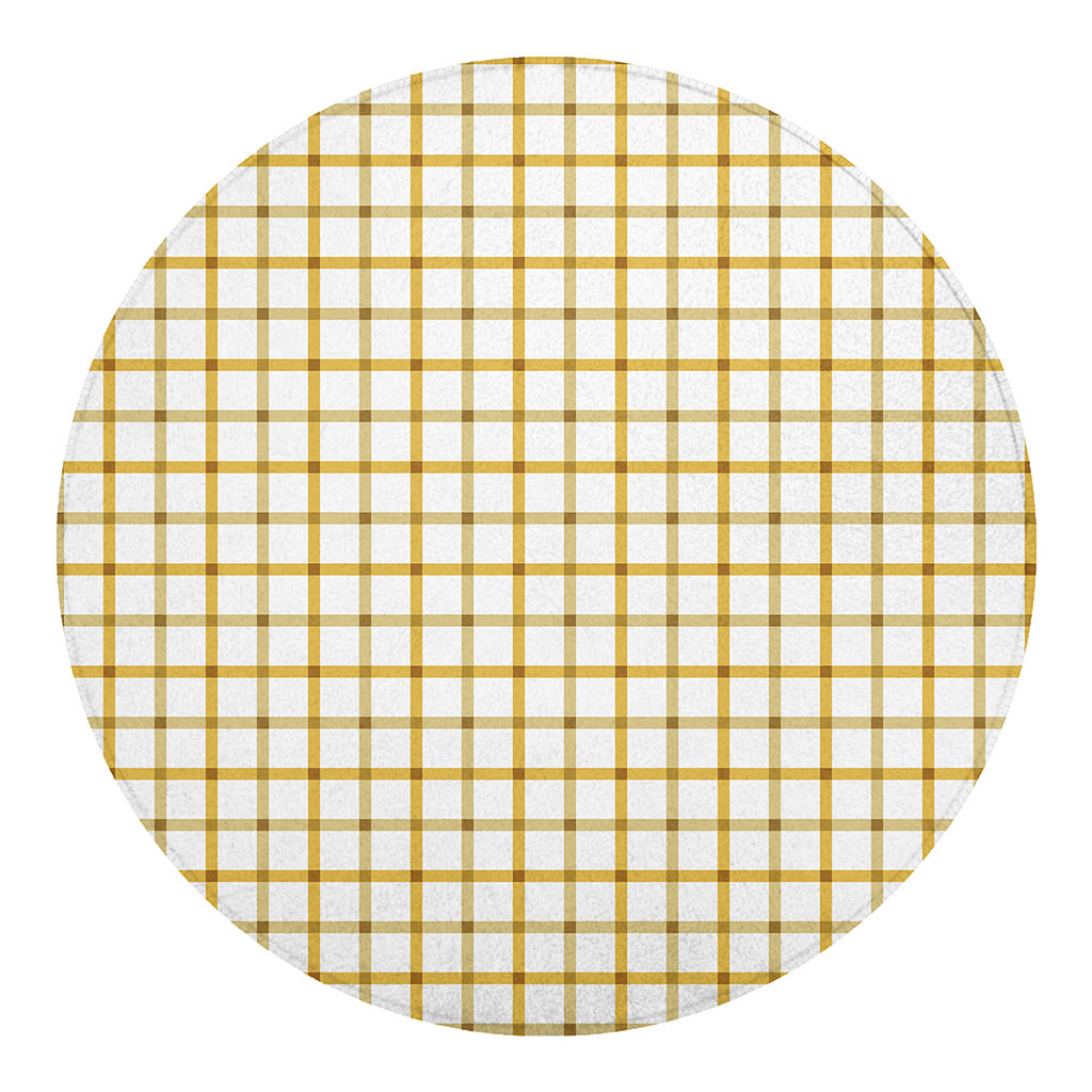 Yellow And Beige Tattersall Print Round Blanket