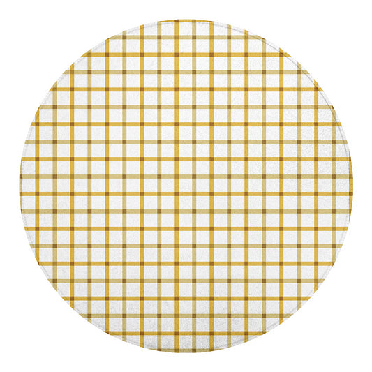 Yellow And Beige Tattersall Print Round Blanket
