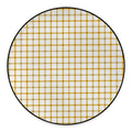 Yellow And Beige Tattersall Print Round Floor Mat