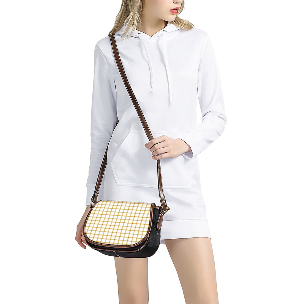 Yellow And Beige Tattersall Print Saddle Bag