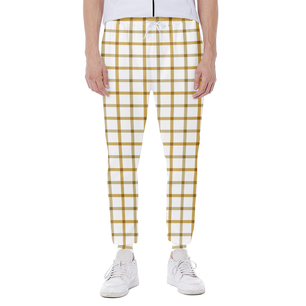 Yellow And Beige Tattersall Print Scuba Joggers
