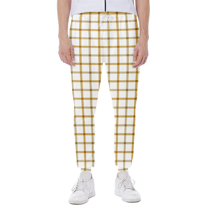 Yellow And Beige Tattersall Print Scuba Joggers