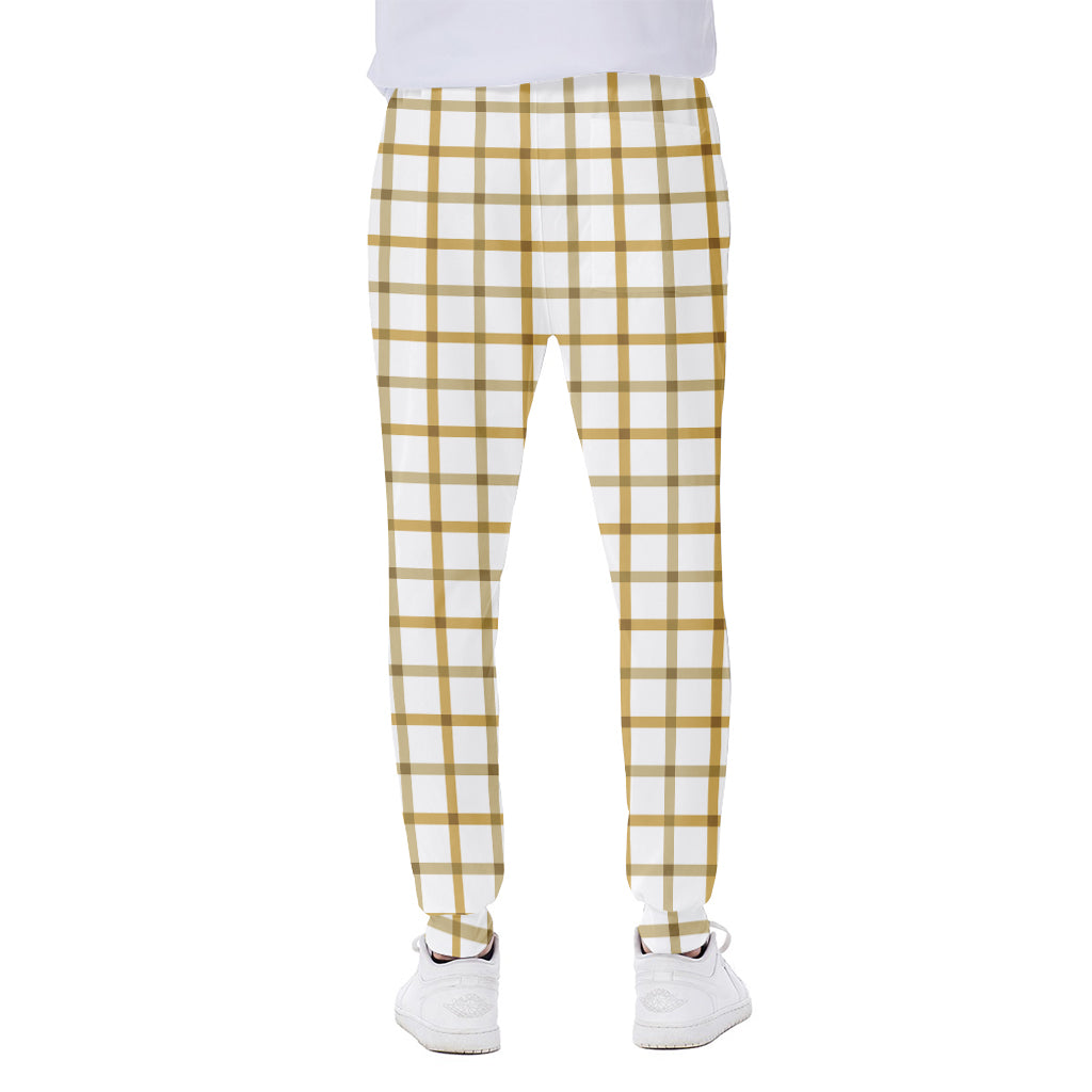 Yellow And Beige Tattersall Print Scuba Joggers